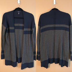 Gap Navy & Gray Striped Open Front Cardigan